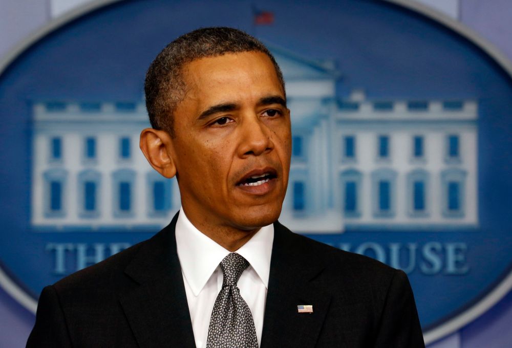U.S. President Barack Obama makes a statement on the Boston bombing from the White House in Washington April 16, 2013. Two bombs ripped through the crowd at the finish line of the Boston Marathon on Monday, killing three people, maiming others and...