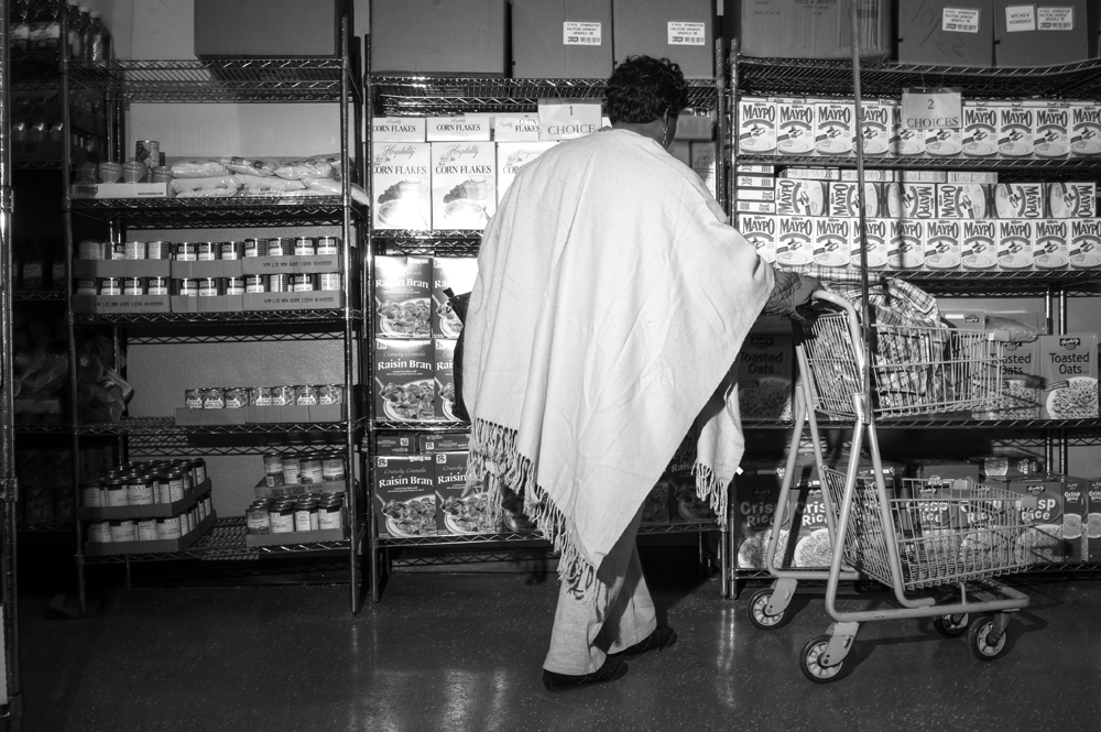 A patron at the Bed-Stuy Campaign Against Hunger food pantry.