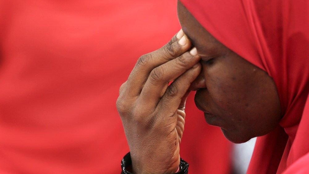 A woman takes part in a protest for the release of the abducted secondary school girls in the remote village of Chibok, during a sit-in protest at the Unity fountain Abuja, Nigeria on May 12, 2014.