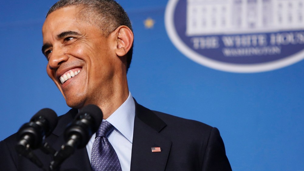 Image: U.S. President Barack Obama smiles during remarks at the White House Tribal Nations Conference in Washington