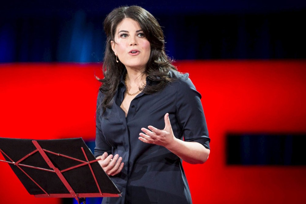 Former White House intern Monica Lewinsky speaks at the TED2015 conference in Vancouver, Canada on March 19, 2015. (Photo by James Duncan Davidson/TED/Reuters)