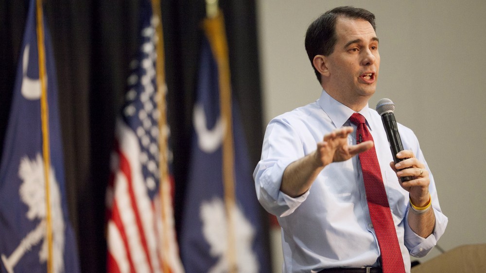 Wisconsin Governor Scott Walker (R-WS) speaks to supporters at a barbeque in Greenville, S.C. on March 19, 2015. (Photo by Jason Miczek/Reuters)