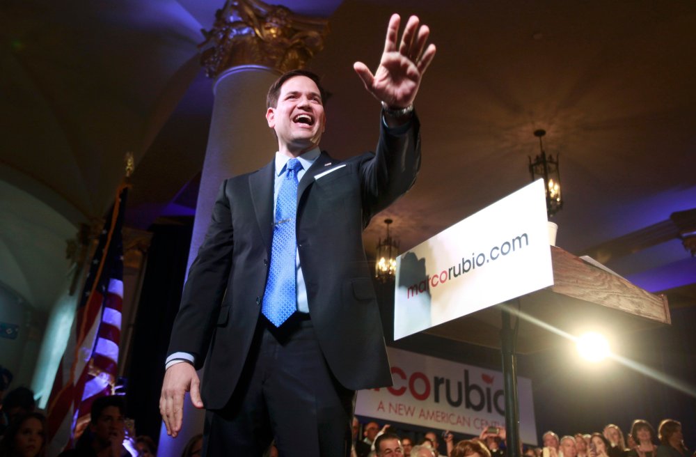 Image: U.S. Senator Rubio waves to crowd after announcing bid for the Republican nomination in the 2016 U.S. presidential election race during speech in MiamiaU.S. Senator Marco Rubio (R-FL) waves to the crowd after he announced his bid for the Republican