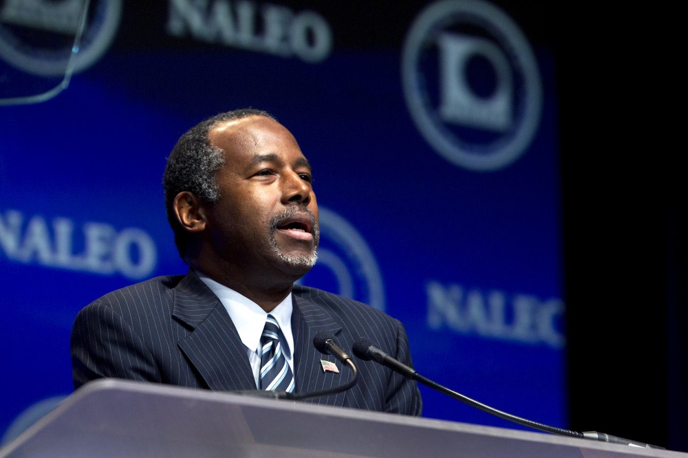 Republican presidential candidate Ben Carson speaks at the National Association of Latino Elected and Appointed Officials (NALEO) convention in Las Vegas, Nev., June 17, 2015. (Photo by Steve Marcus/Reuters)