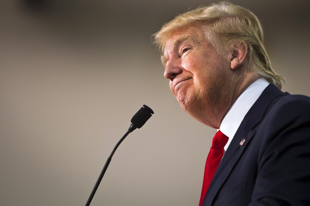 Republican presidential candidate Donald Trump speaks during his Make America Great Again Rally at the Grand River Center in Dubuque, Iowa, Aug. 25, 2015. (Photo by Ben Brewer/Reuters)