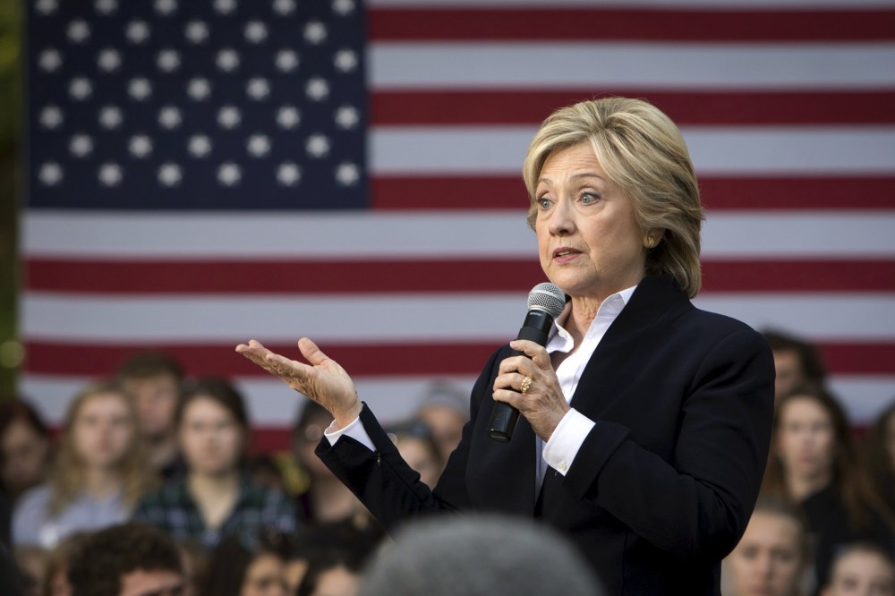U.S. Democratic presidential candidate Hillary Clinton speaks during a community forum campaign event at Cornell College in Mt Vernon, Iowa, October 7, 2015.