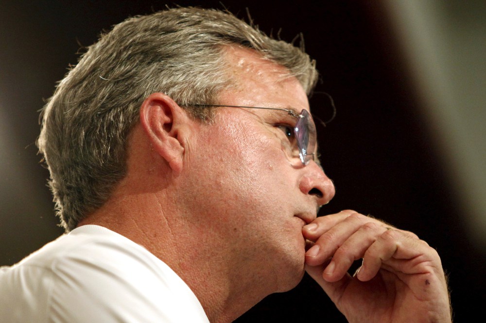 Republican presidential candidate and former Florida Governor Jeb Bush listens to a question from the audience at a town hall meeting at Coastal Carolina University in Conway, S.C., on Nov. 17, 2015. (Photo by Randall Hill/Reuters)
