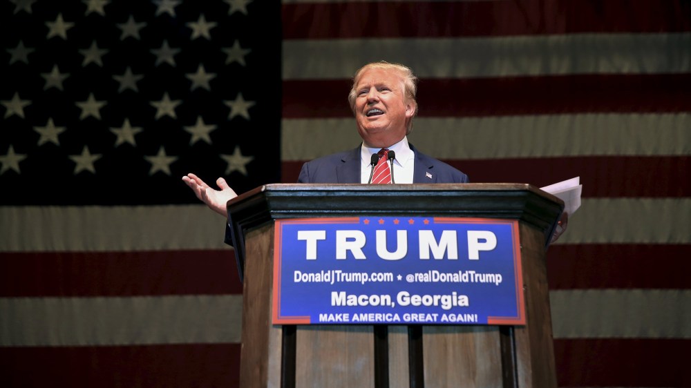 Republican U.S. presidential candidate Donald Trump addresses a Trump for President campaign rally in Macon, Ga., on Nov. 30, 2015. (Photo by Christopher Aluka Berry/Reuters)