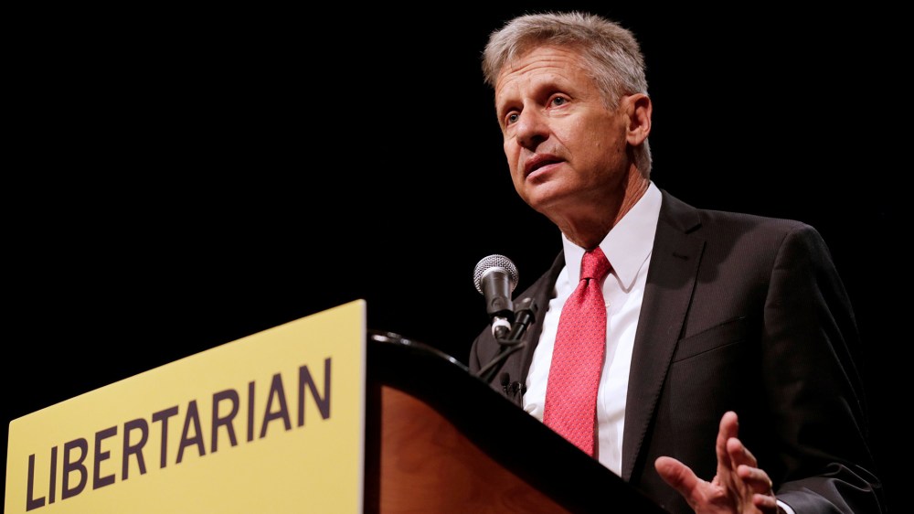 Libertarian Party presidential candidate Gary Johnson gives acceptance speech during National Convention held at the Rosen Centre in Orlando, Fla., May 29, 2016. (Photo by Kevin Kolczynski/Reuters)