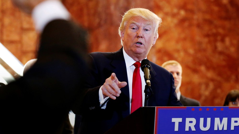 Republican presidential candidate Donald Trump addresses the media at Trump Tower in Manhattan, New York, May 31, 2016. (Photo by Lucas Jackson/Reuters)