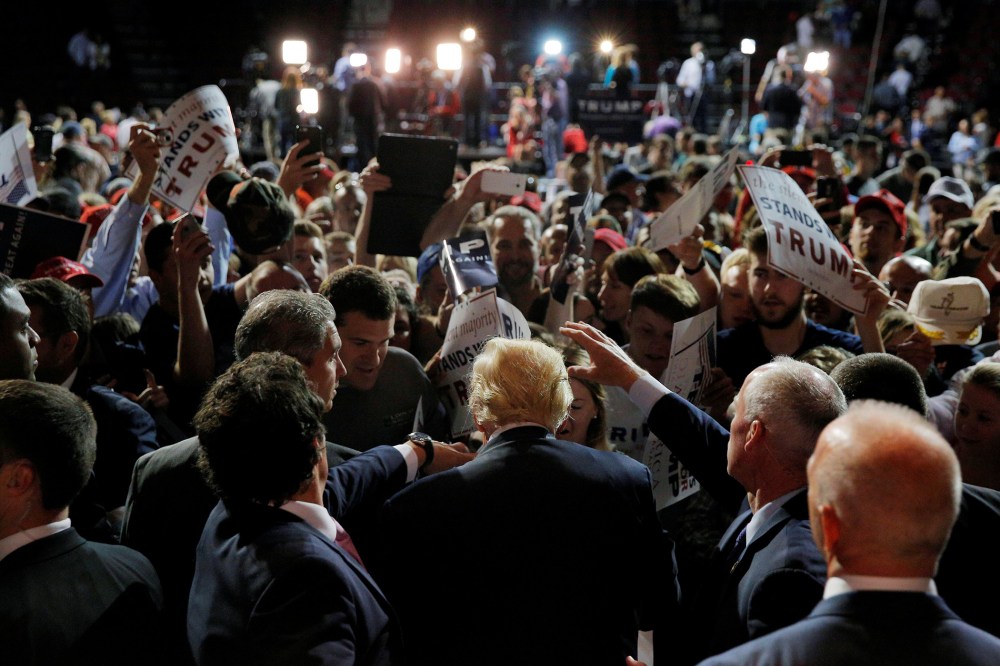 Republican presidential candidate Donald Trump greets audience members at a campaign rally on June 29, 2016 in Bangor, Maine. (Photo by Brian Snyder/Reuters)