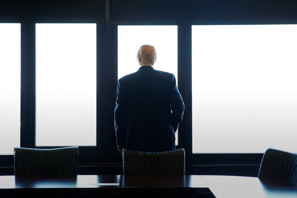 Republican presidential nominee Donald Trump looks out at Lake Michigan during a visit to the Milwaukee County War Memorial Center in Milwaukee, Wis., Aug. 16, 2016. (Photo by Eric Thayer/Reuters)