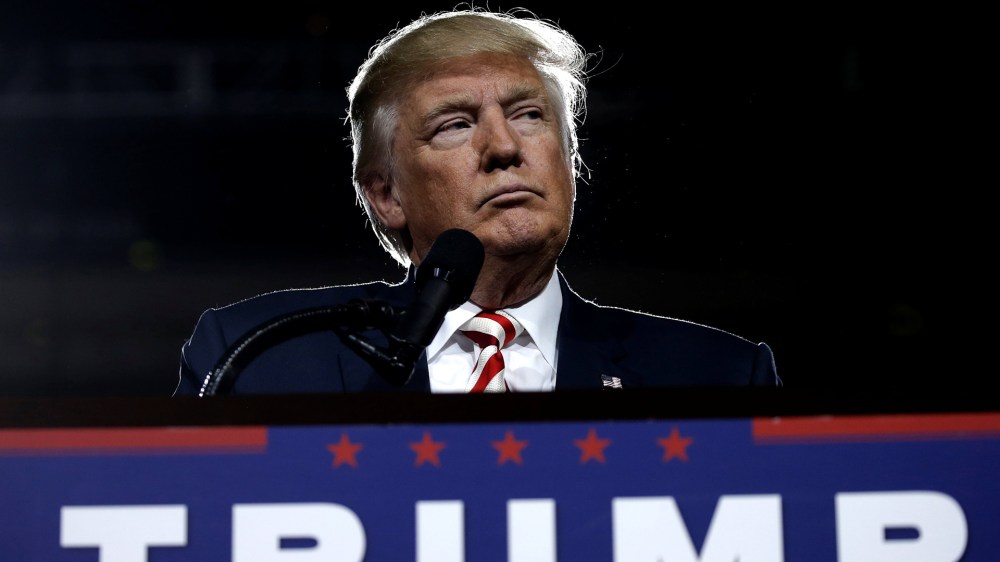U.S. Republican presidential nominee Donald Trump looks on during a campaign rally in Prescott Valley, Ariz., Oct. 4, 2016. (Photo by Mike Segar/Reuters)