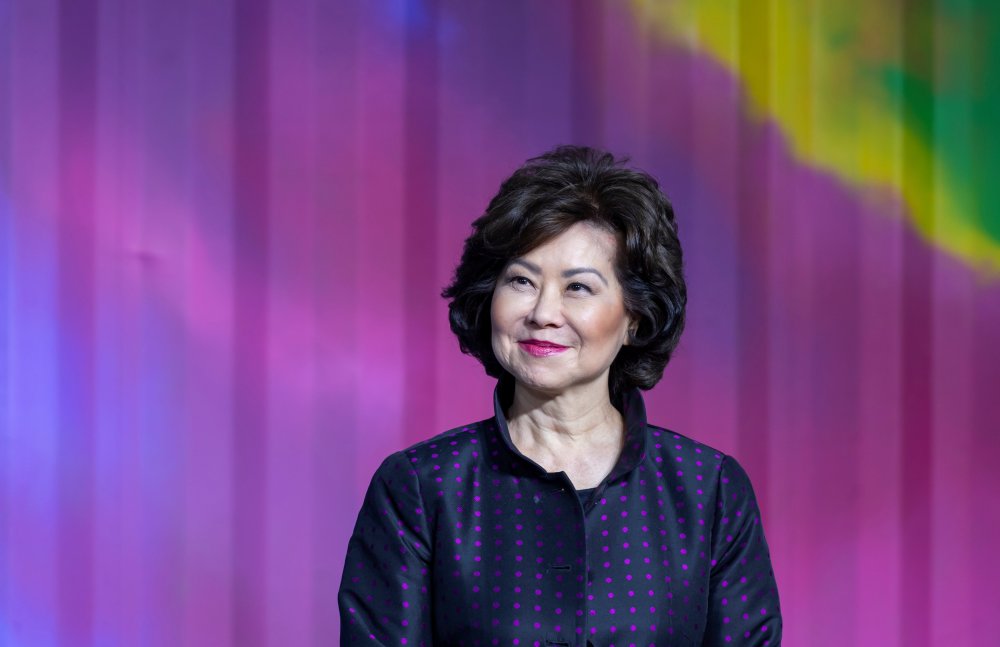 Elaine L. Chao, U.S. Secretary of Transportation, awaits in front of an art project during a meeting in Leipzig main station in the context of the International Transport Forum in Leipzig, Germany, May 22, 2019.