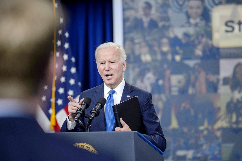 President Joe Biden speaks in the Eisenhower Executive Office Building in Washington, D.C. on Oct. 17.