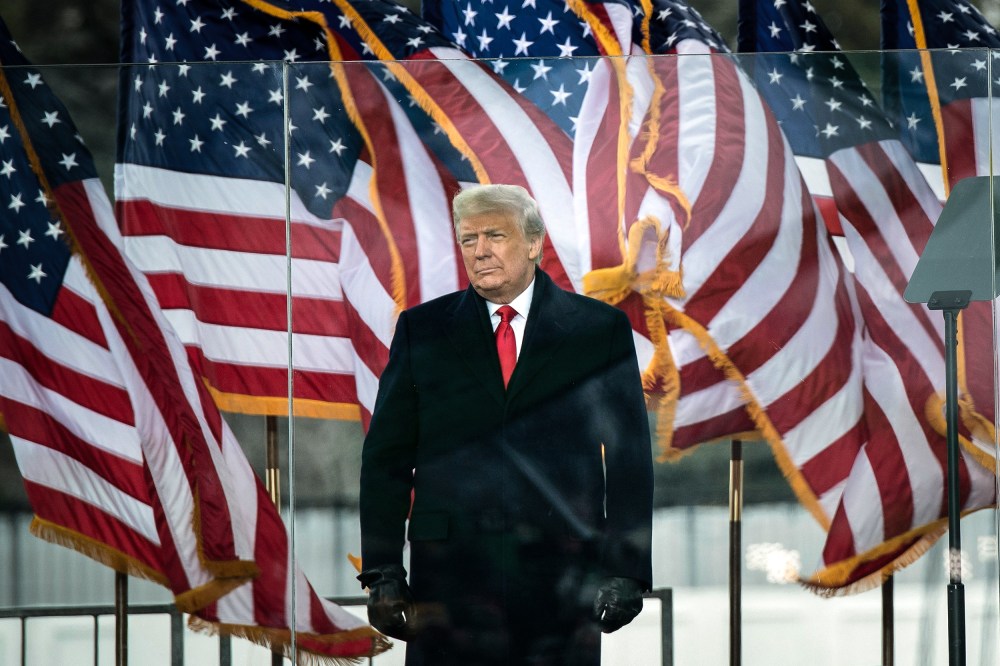 President Donald Trump arrives to speak to supporters from The Ellipse near the White House on Jan. 6, 2021.