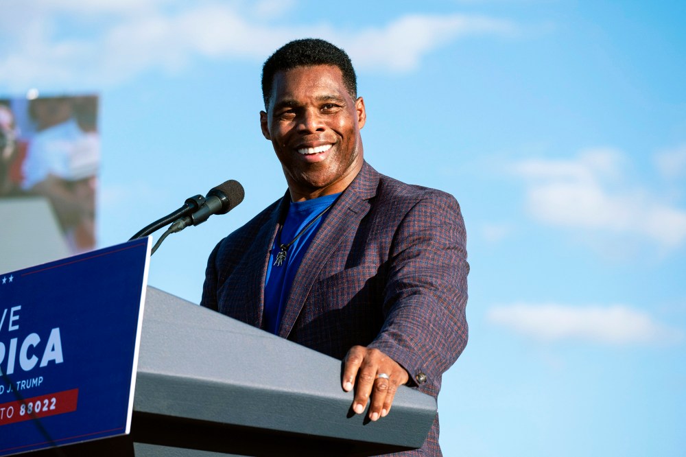 Herschel Walker speaks during former President Donald Trump's Save America rally in Perry, Ga. on Sept. 5, 2021.