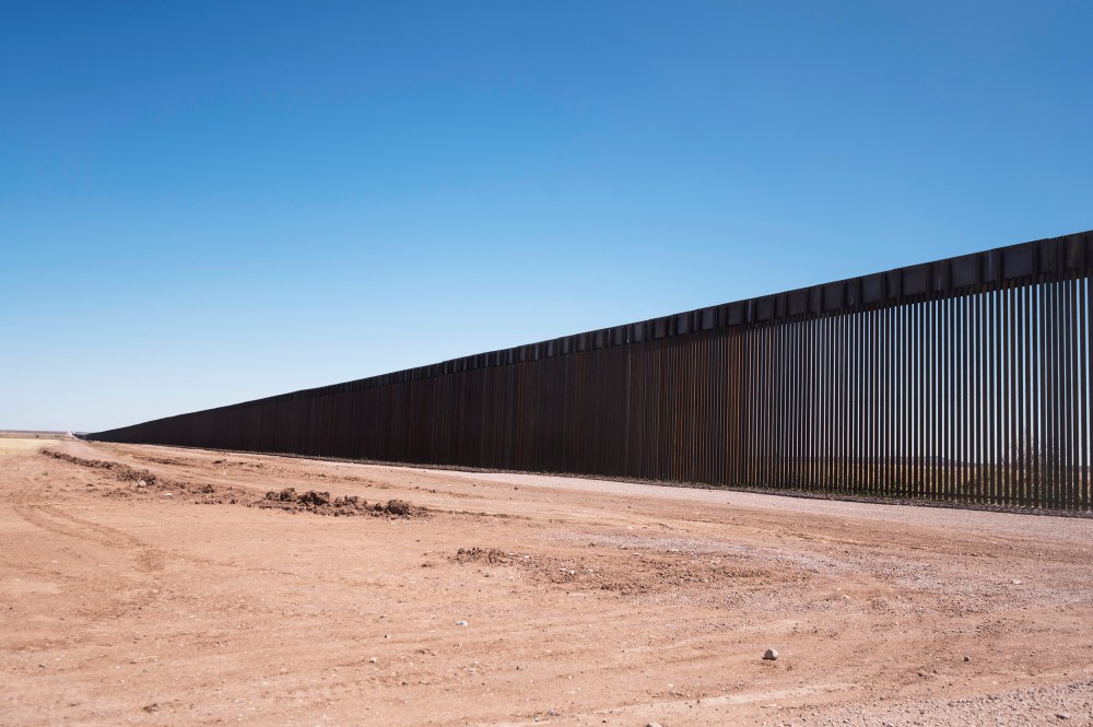The border wall stretches along the U.S.-Mexico border on the Johnson Ranch near Columbus, N.M. on April 12, 2021.