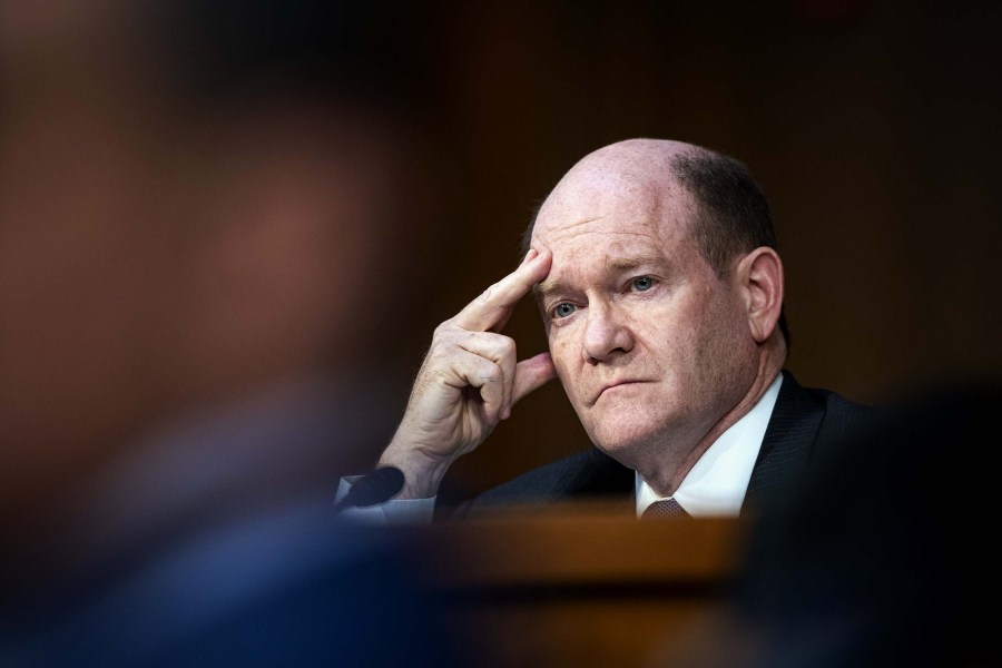 Senator Chris Coons during a Senate Judiciary Committee confirmation hearing for Ketanji Brown Jackson in Washington, D.C. on March 22.