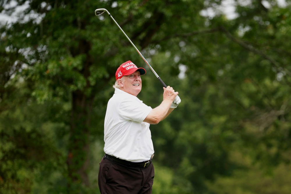 President Donald Trump at Trump National Golf Club Bedminster on Thursday in Bedminster, N.J.