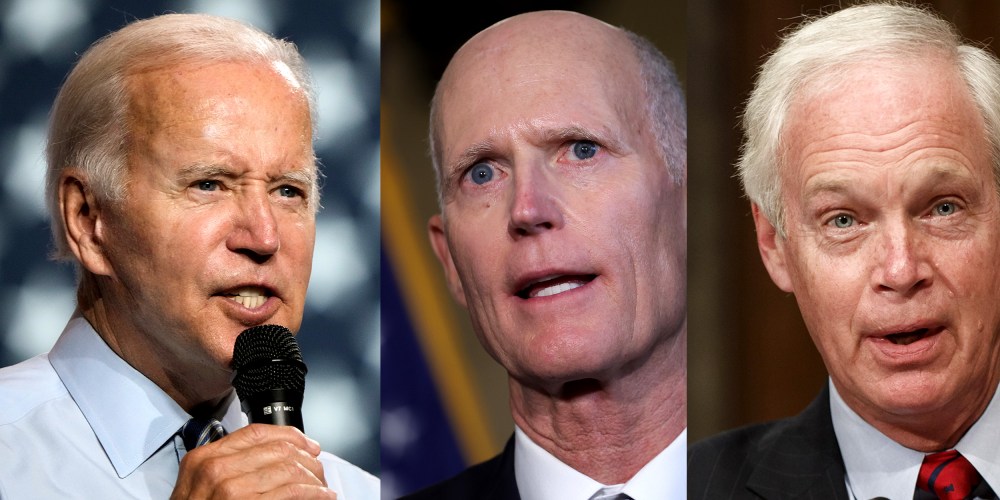 Photo triptych: Joe Biden, Rick Scott and Ron Johnson