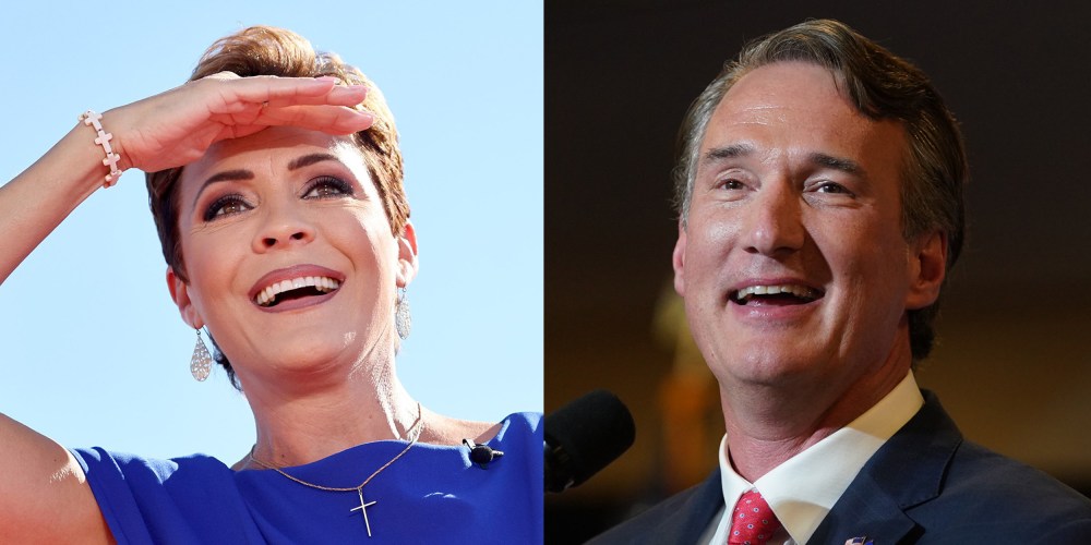 Photo diptych: Kari Lake and Glenn Youngkin