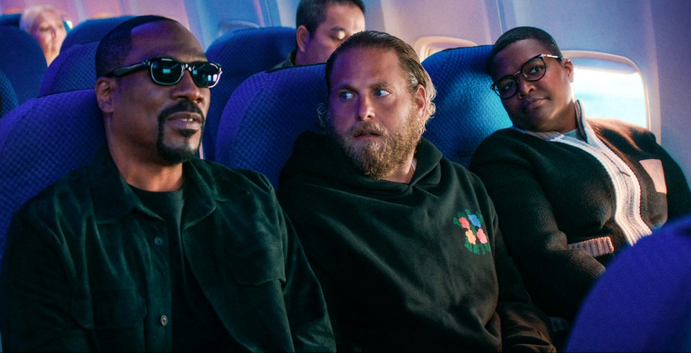 Eddie Murphy as Akbar, Jonah Hill as Ezra and Sam Jay as Mo in "You People."