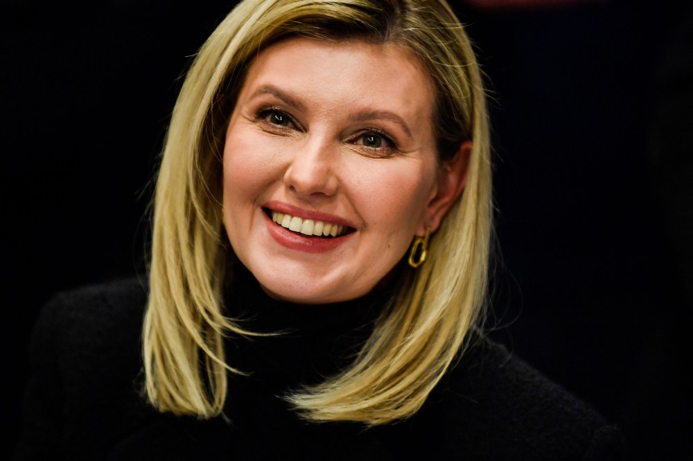 Ukraine's first lady Olena Zelenska visits a primary school in Paris on Dec. 13, 2022.