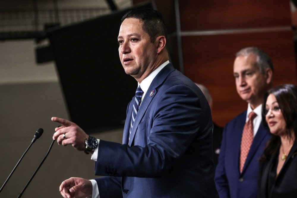 Image: Rep. Tony Gonzales, R-Texas, speaks during a news conference at the U.S. Capitol on Feb. 1, 2023.