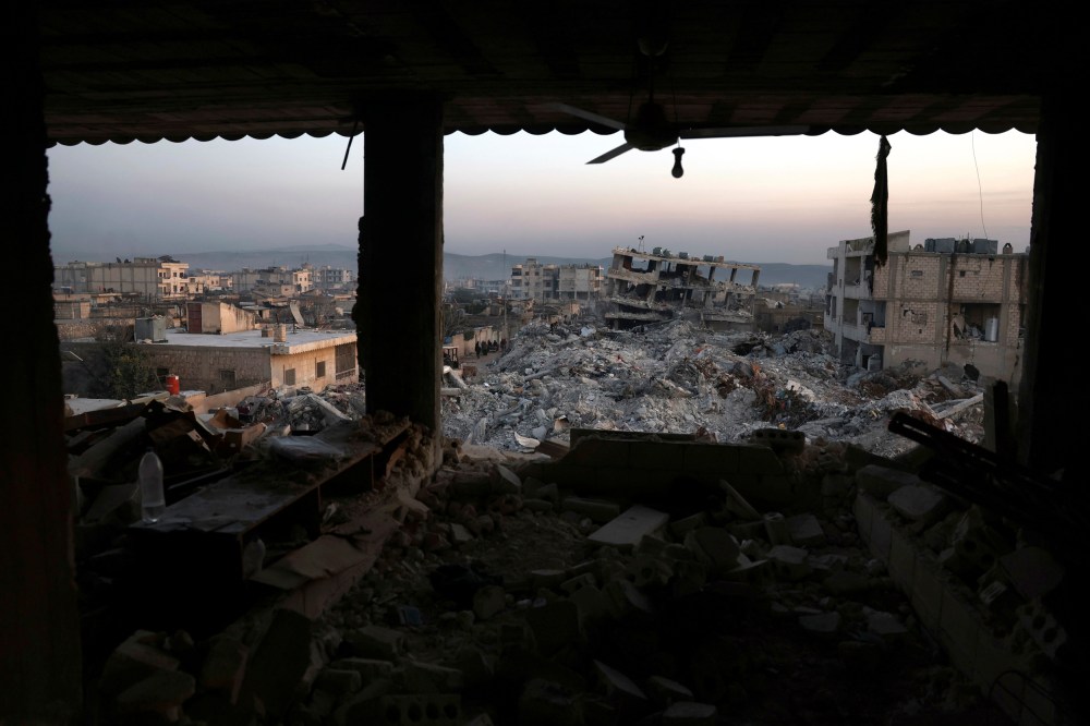 Image: Collapsed buildings in the Jinderis area of Aleppo, Syria, on Feb. 9, 2023.