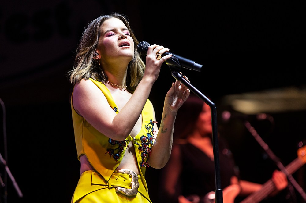 Maren Morris performs at Merlefest on April 29, 2023 in Wilkesboro, N.C.