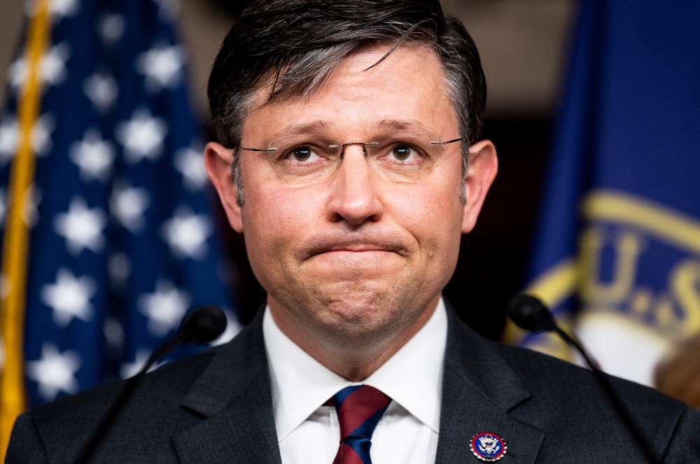 Rep. Mike Johnson, R-La., speaks at a House GOP news conference in 2021.