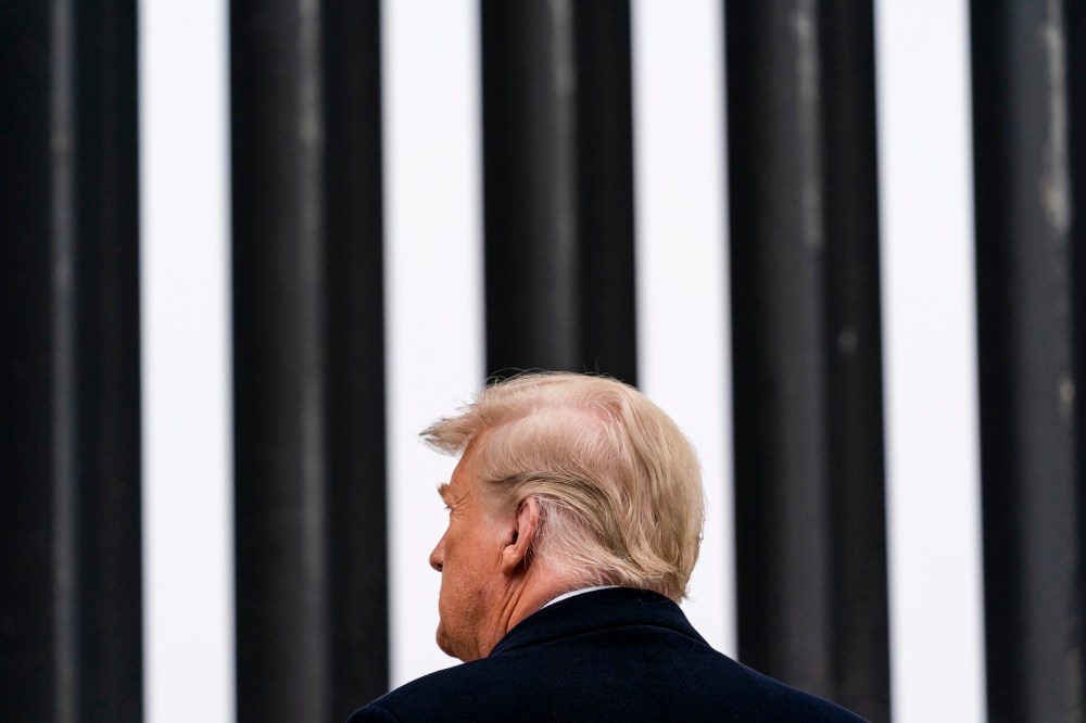 Then-President Donald Trump at the border wall in Alamo, Texas.