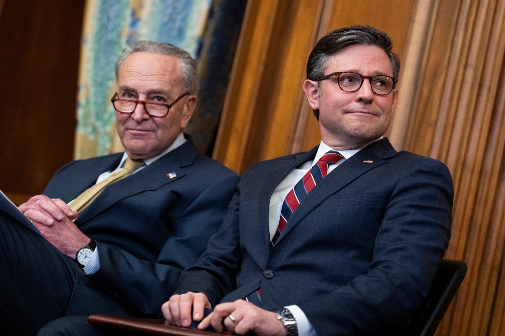 Chuck Schumer, left, and Mike Johnson