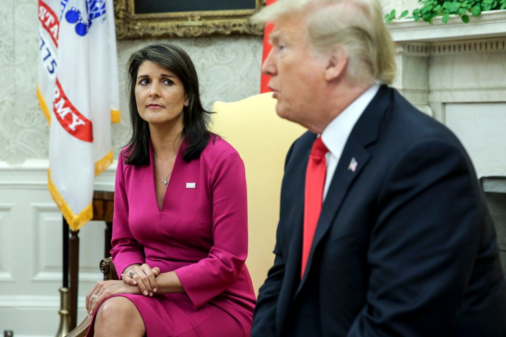 Nikki Haley and Donald Trump in the Oval office,