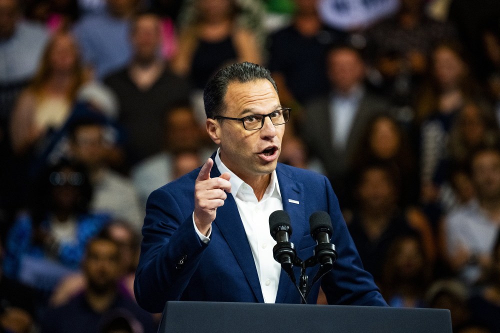 Gov. Josh Shapiro speaks during a campaign rally to introduce Gov. Tim Walz on Aug. 6, 2024 at Temple University in Philadelphia.