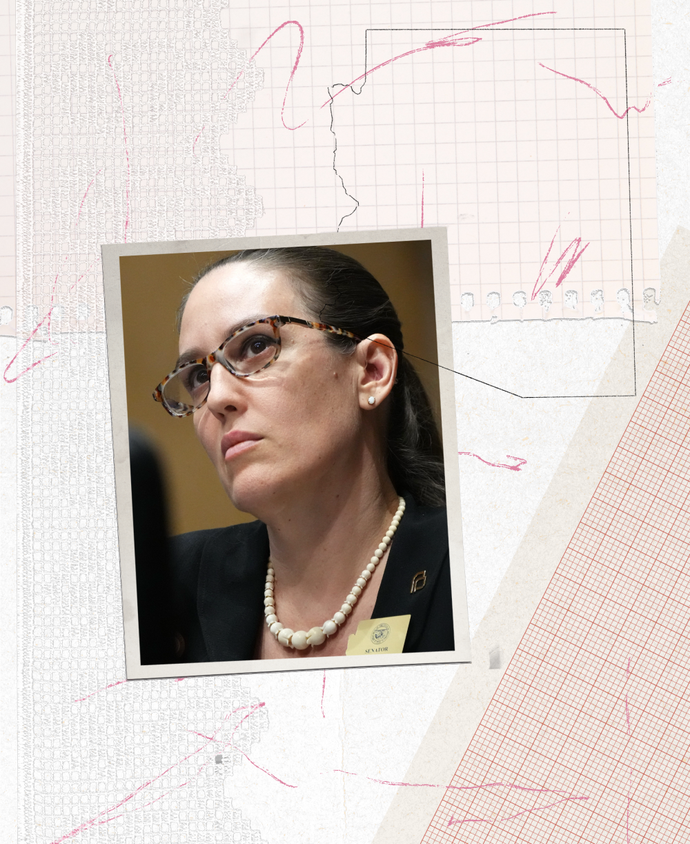 Photo collage of Arizona lawmaker Eva Burch, the state of Arizona