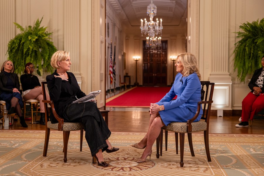 Mika and Jill Biden at a White House in 2024.