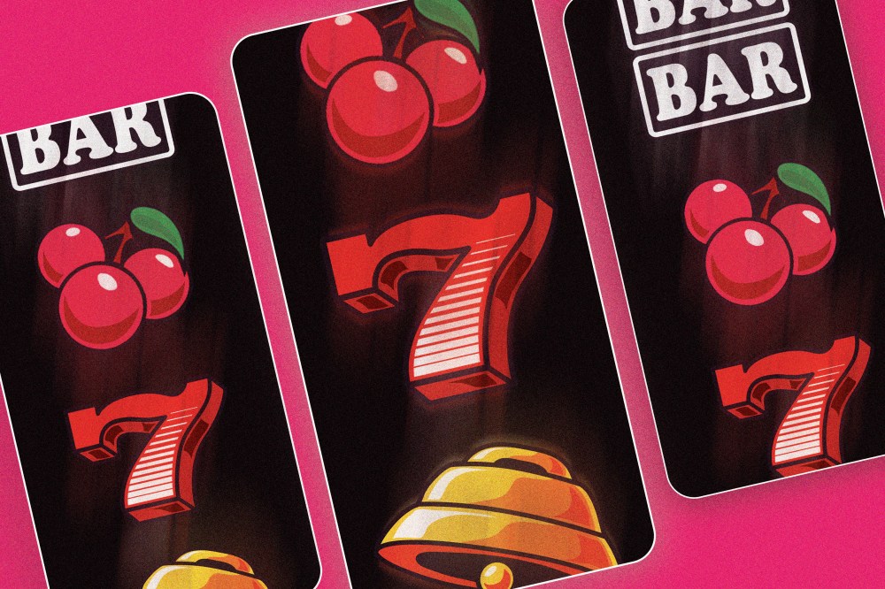 Photo Illustration: Slot machine symbols across three phone screens