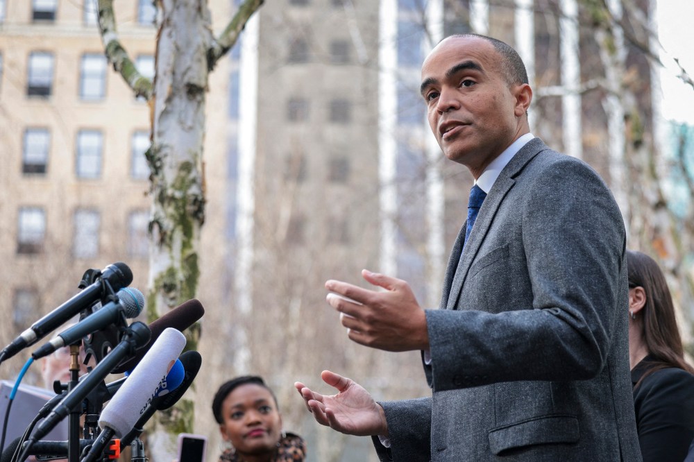 Washington Attorney General Nick Brown outside the US Courthouse in Seattle, Washington, on Feb. 6, 2025.