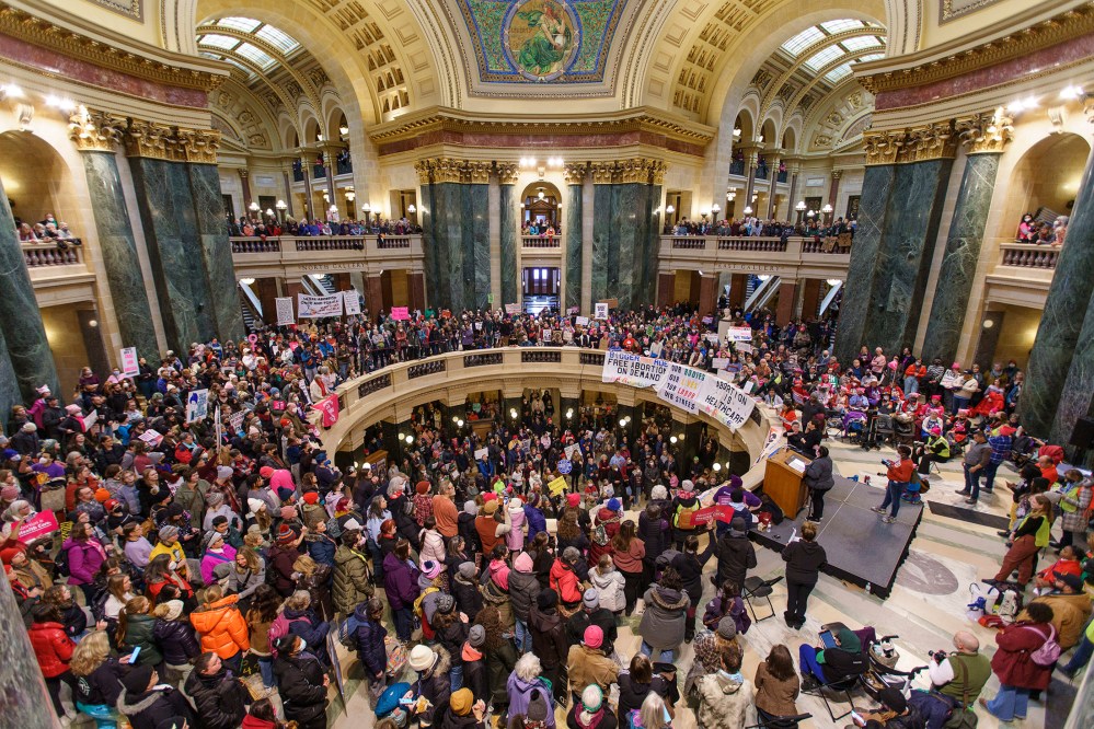 The Bigger Than Roe National Mobilization March is taking place on the anniversary of Roe V Wade with a march and rally to follow in the rotunda of the Wisconsin State Capital building in Madison, WI.