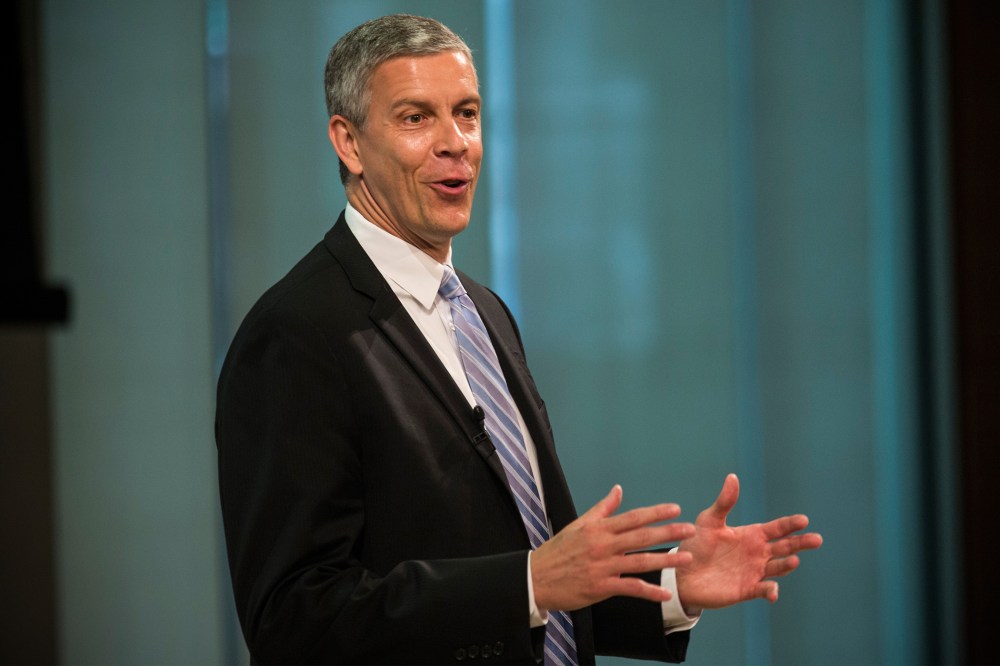 Arne Duncan, U.S. Secretary of Education, speaks at a press conference on June 16, 2014 in New York City.
