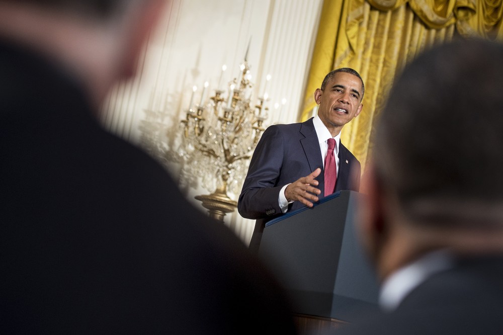 President Barack Obama speaks during an event in the East Room of the White House on July 4, 2014 in Washington, D.C. (Photo by Brendan Smialowski/AFP/Getty)