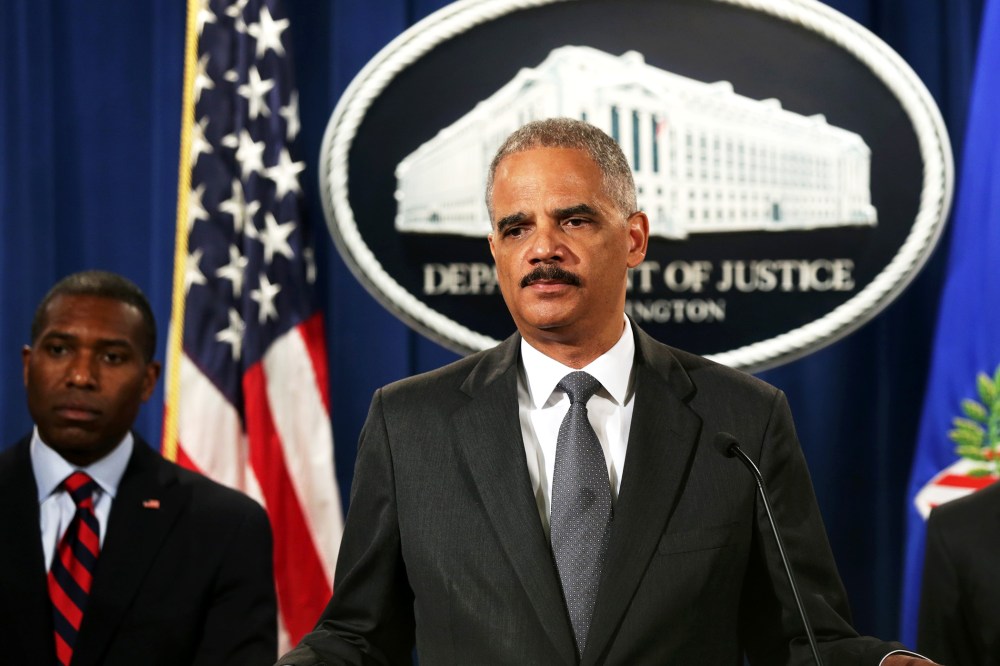 U.S. Attorney General Eric Holder speaks during a news conference, July 14, 2014 in Washington, DC.