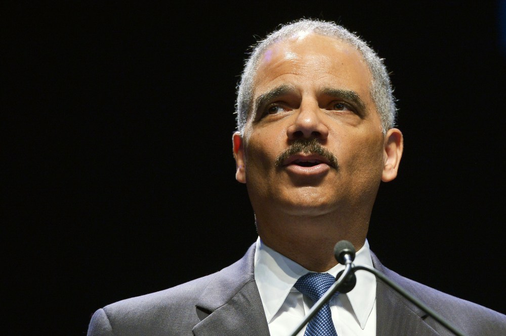 Eric Holder speaks during an event celebrating the 50th Anniversary of the Civil Rights Act of 1964 on July 15, 2014 at Howard University in Washington, DC.