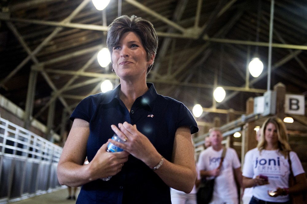 Joni Ernst, Iowa Republican Senate candidate, campaigns at the 2014 Iowa State Fair in Des Moines, Iowa, Aug. 8, 2014.