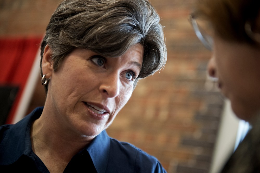 Joni Ernst, Iowa Republican Senate candidate, campaigns at the 2014 Iowa State Fair in Des Moines, Iowa, on Aug. 8, 2014.