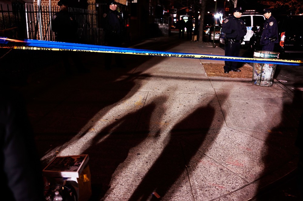 The scene at a shooting where two New York City police officers were killed in Brooklyn, N.Y. on Dec. 20, 2014. (Spencer Platt/Getty)
