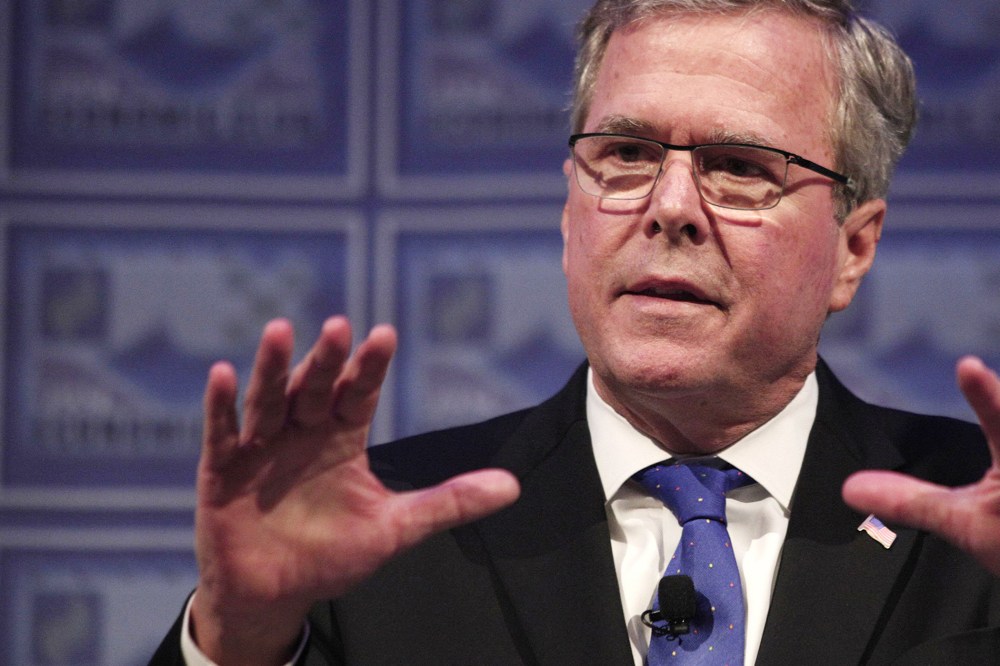 Former Florida Governor Jeb Bush speaks at the Detroit Economic Club on Feb. 4, 2015 in Detroit, Michigan.