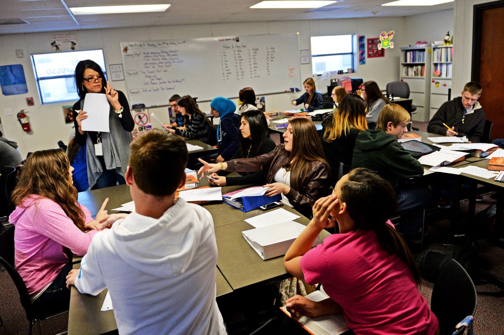 High school students in class at Prairie View High School, in Henderson, Colorado, Jan. 15, 2014.